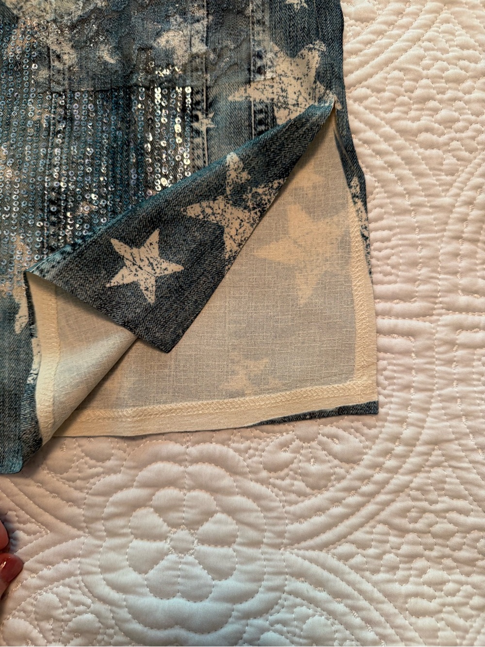 NEW Origami Sleeveless Star-Sequin A-Line Mini Dress in Blue - Picture 2 of 4